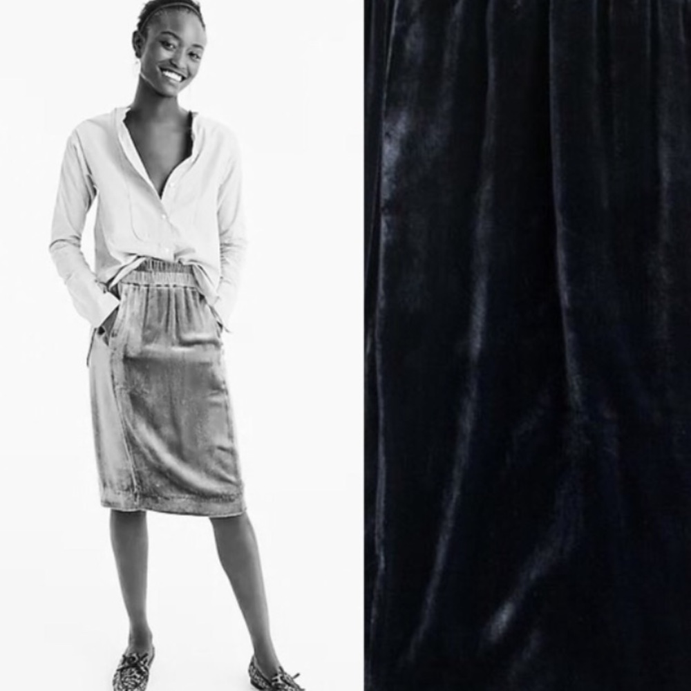 J. Crew velvet pull on skirt navy pockets XS - Picture 3 of 7